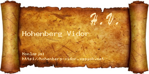 Hohenberg Vidor névjegykártya